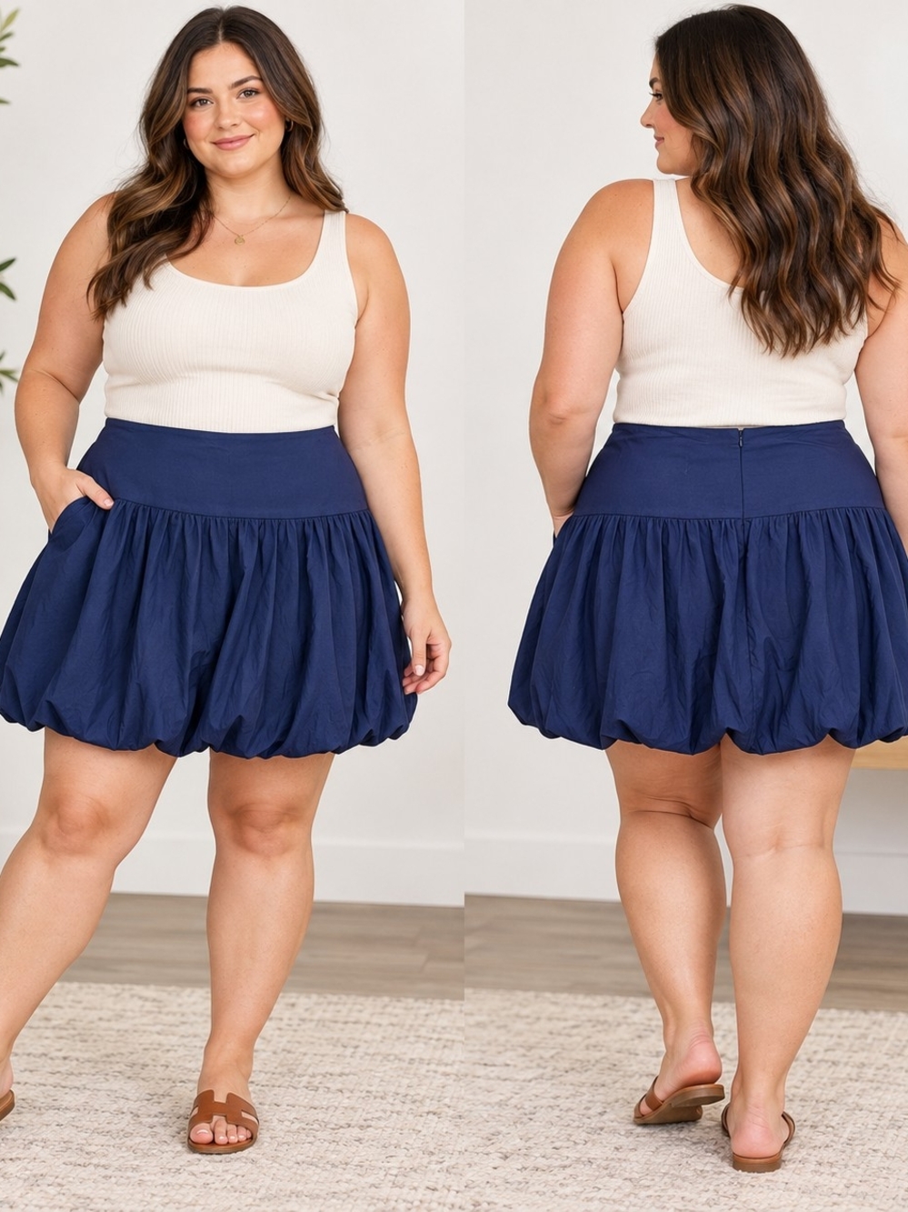 A New Day Size 17 Navy Bubble Skirt Contemporary Minimalist Y2K Casual NWT